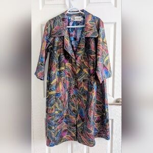 Diane Kennedy Canada Retro Art Jacket | Luxury Gold & Yellow Cotton Coat XL